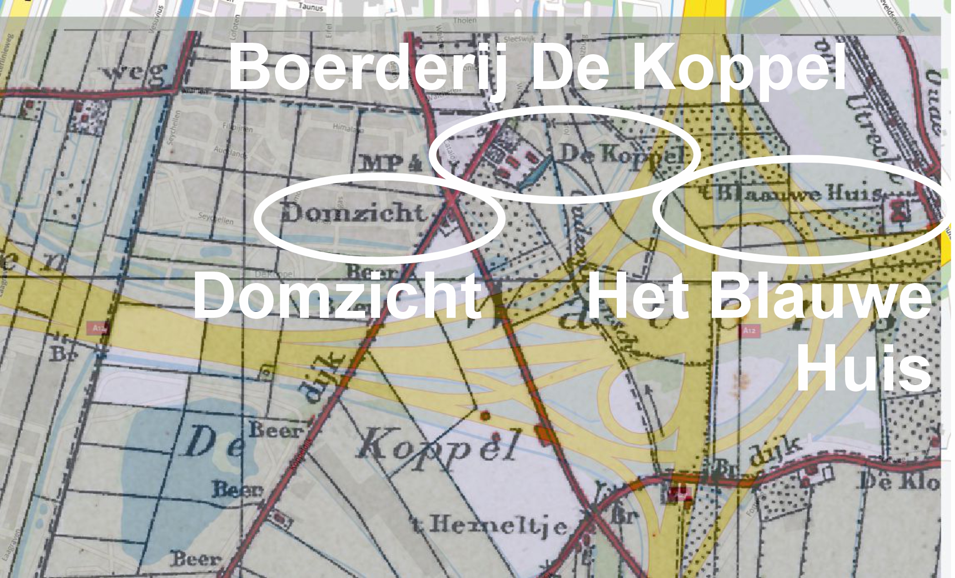 Kaart met Drie Boerderijen